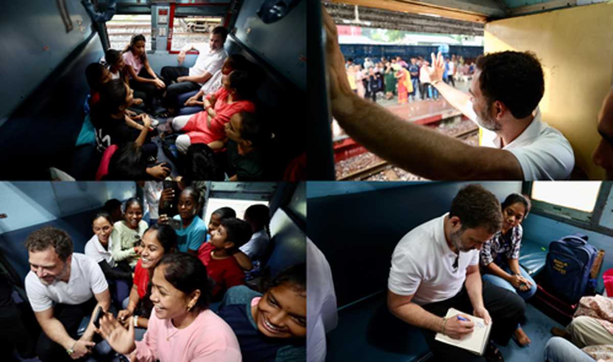 राहुल गांधी ने ट्रेन के स्लीपर डिब्बे में किया सफर